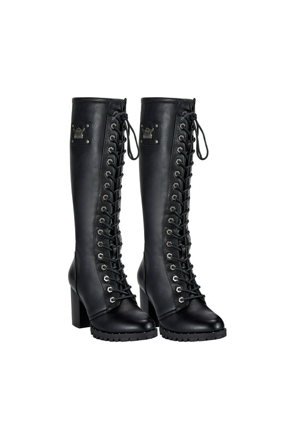 Women's Motorcycle Riding Boots Knee High Boots Biker Boots Lace Up