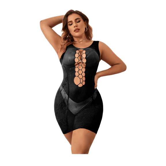 Dream Apparel Womens Lingerie Fishnet Bodysuit Mesh Chemise Babydoll Sexy Mesh Teddy Dress Lingerie