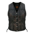 thumbnail image 1 of Dream Apparel Womens Motorcycle Leather Vests for Biker Riding Vest With Side Laces genuine leather Distressed Brown, 1 of 9
