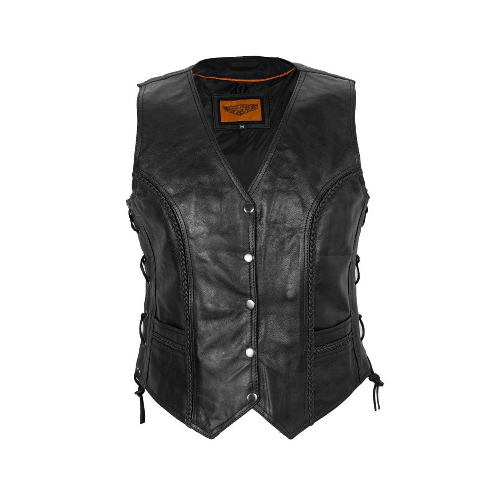 Vest Ridning Dream Apparel Womens Motorcycle Vest Black Genuine Leather Vests for ...