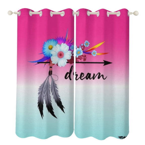 Dream Arrow with Flowers And Feathers Blackout Window Curtains for Bedroom Living Room Kicthen High Shading 2 Panels