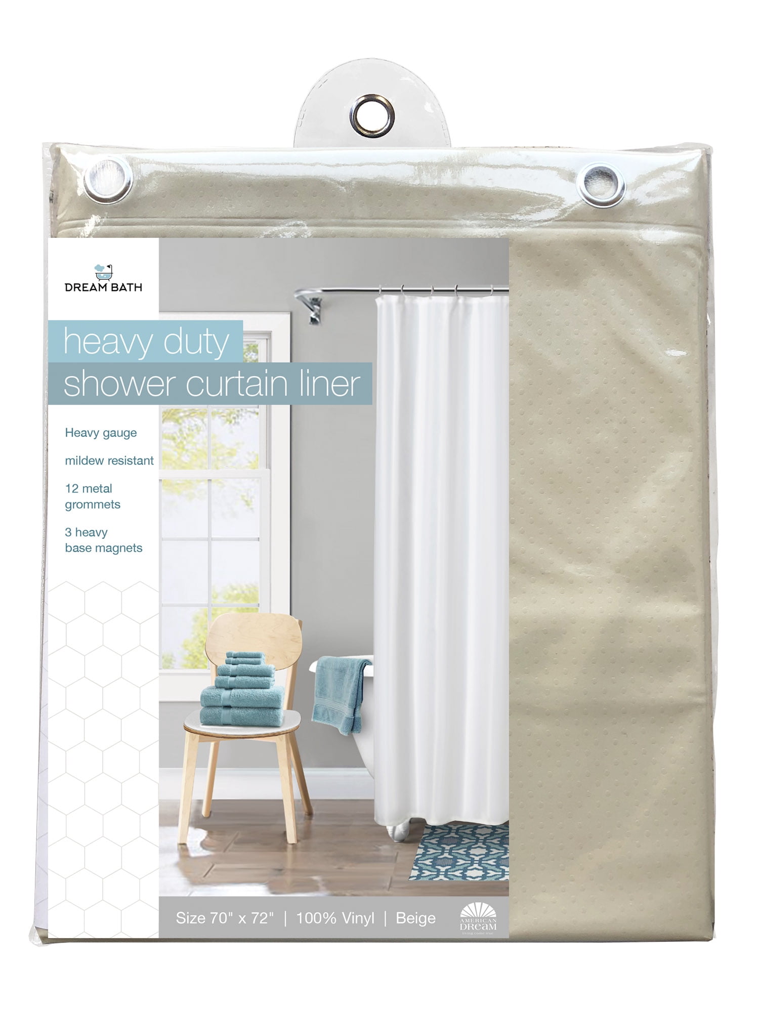 Dream Bath 6 Gauge PVC Anti-Bacterial Mildew Resistant Shower Liner, 72x72 inch, Beige - Walmart.com