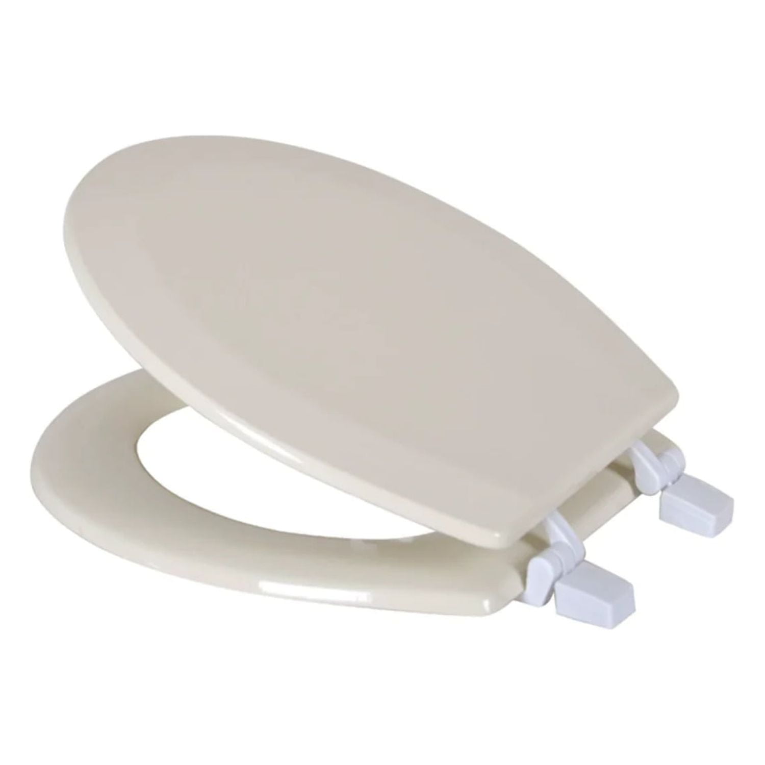 Dream Bath Beveled Edge Heavy Duty Round Toilet Seat with non-slip seat and quick-attach easy install hardware, MDF Beige