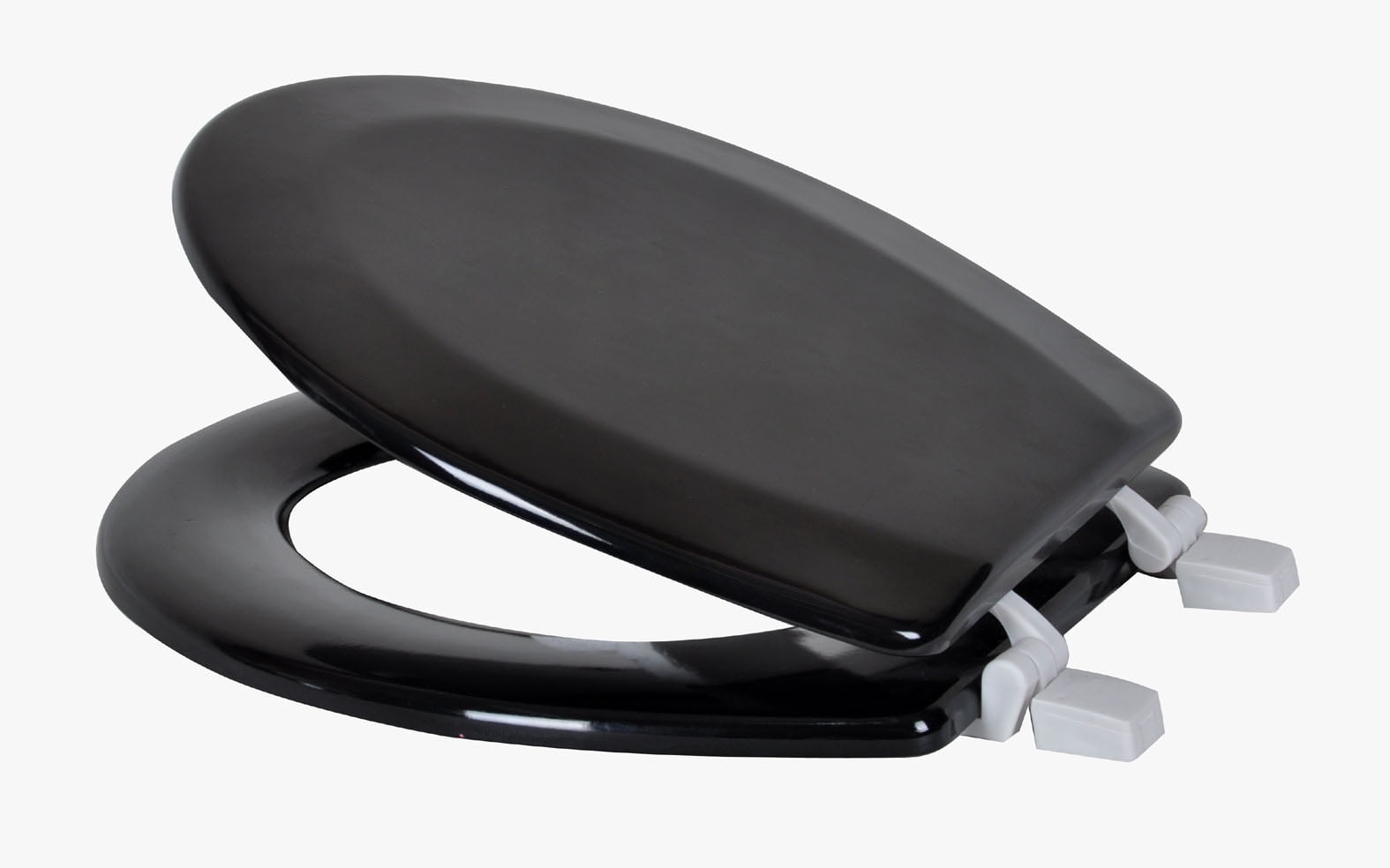 Dream Bath Beveled Edge Heavy Duty Round Toilet Seat with non-slip seat and quick-attach easy install hardware, MDF Black