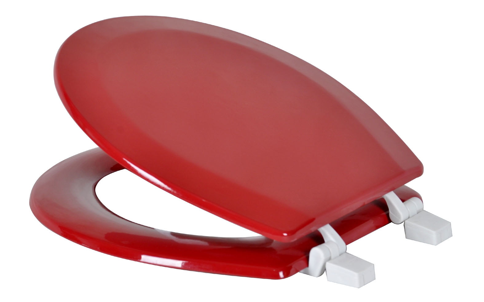 Dream Bath Beveled Edge Heavy Duty Round Toilet Seat with non-slip seat and quick-attach easy install hardware, MDF Red