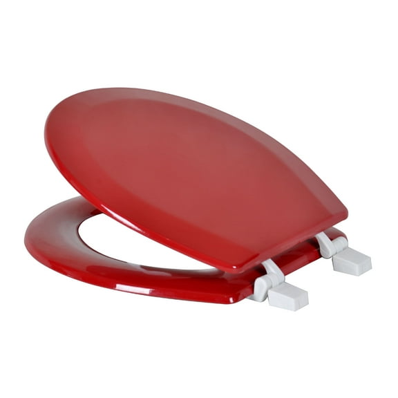 Dream Bath Beveled Edge Heavy Duty Round Toilet Seat with non-slip seat and quick-attach easy install hardware, MDF Red