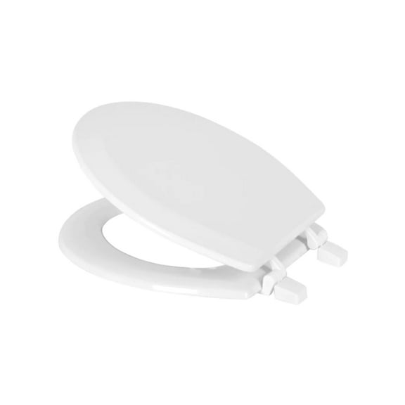 Dream Bath Beveled Edge Heavy Duty Round Toilet Seat with non-slip seat and quick-attach easy install hardware, MDF White