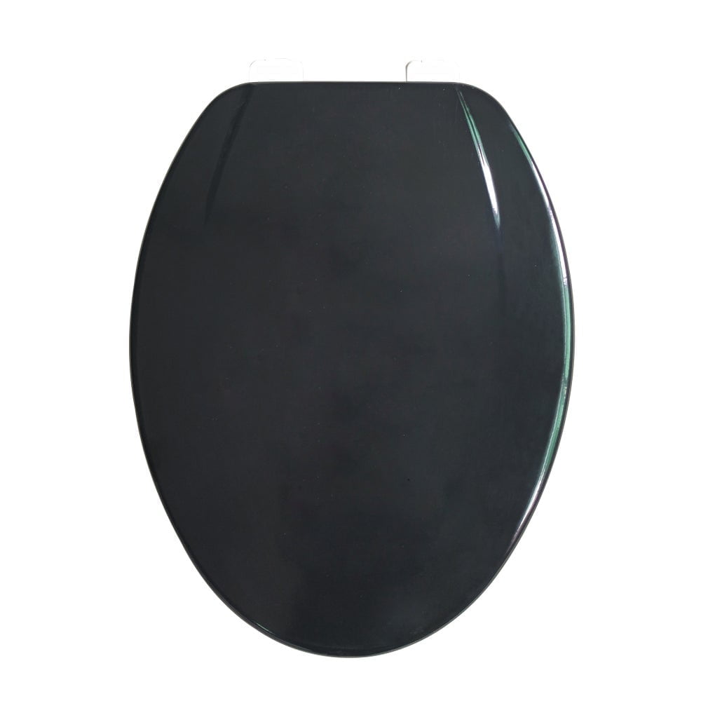 Dream Bath Heavy Duty Elongated Toilet Seat with non-slip seat and quick-attach easy install hardware, MDF Black