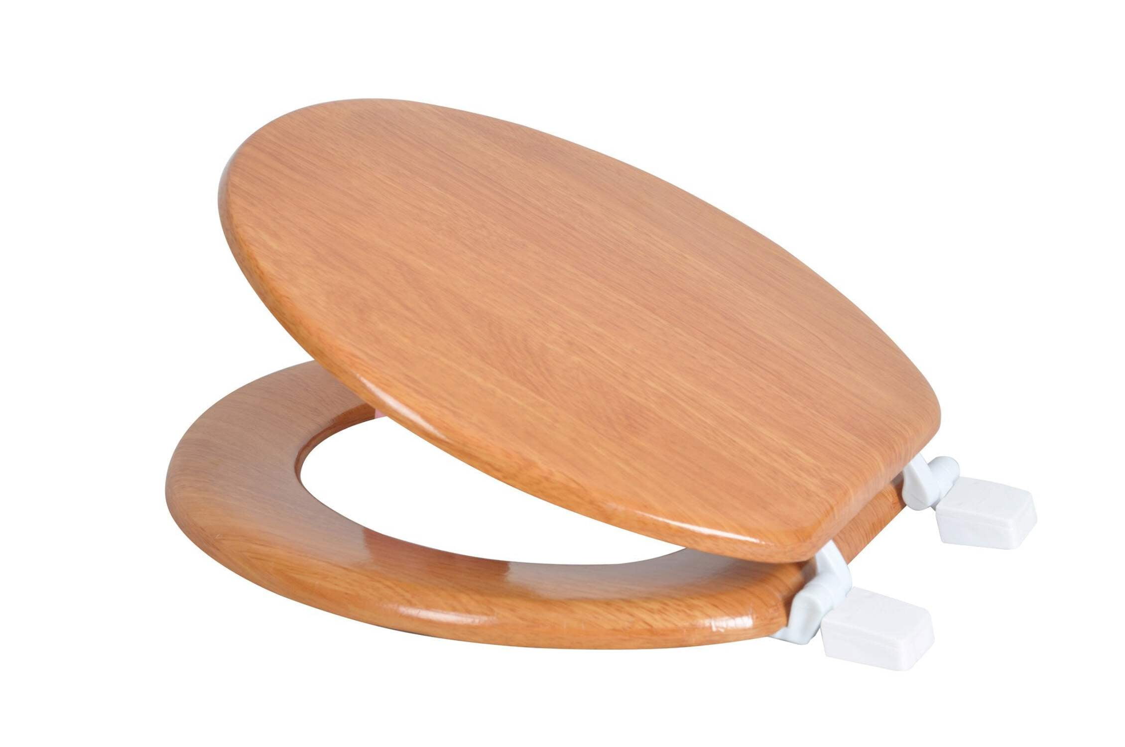 Dream Bath Heavy Duty Round Toilet Seat with non-slip seat and quick-attach easy install hardware, Wood Grain