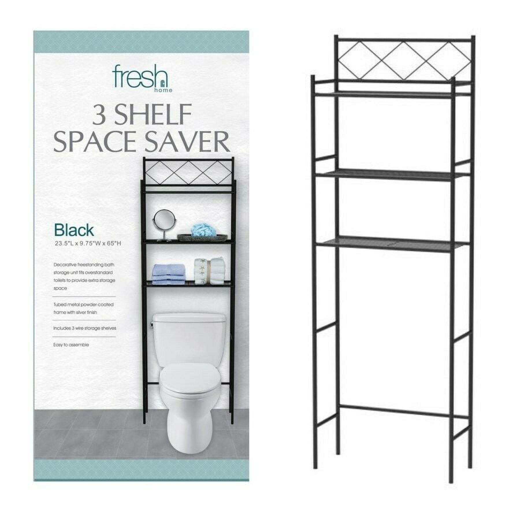 Black Metal 3-Tier Over-the-Toilet Storage Rack