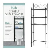 American Dream Home Goods Richards Loft 3-Shelf Over the Toilet Storage, Sturdy Bathroom Organizer, Black