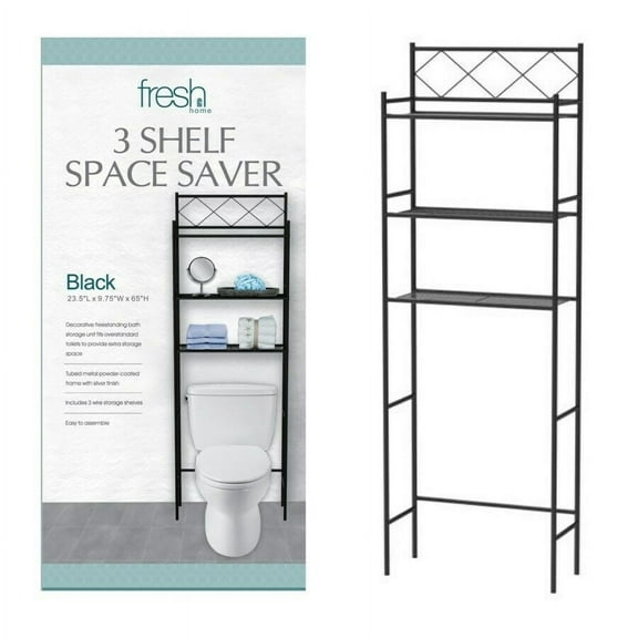 Dream Bath Over the Toilet Space Saver Bathroom Storage Rack 3 Tier Black