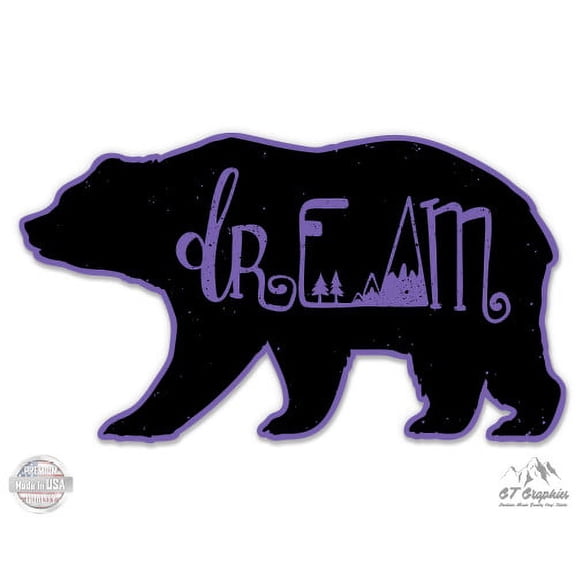 Dream Bear Beautiful Mountains Outdoor - 12" Vinyl Sticker Waterproof Decal