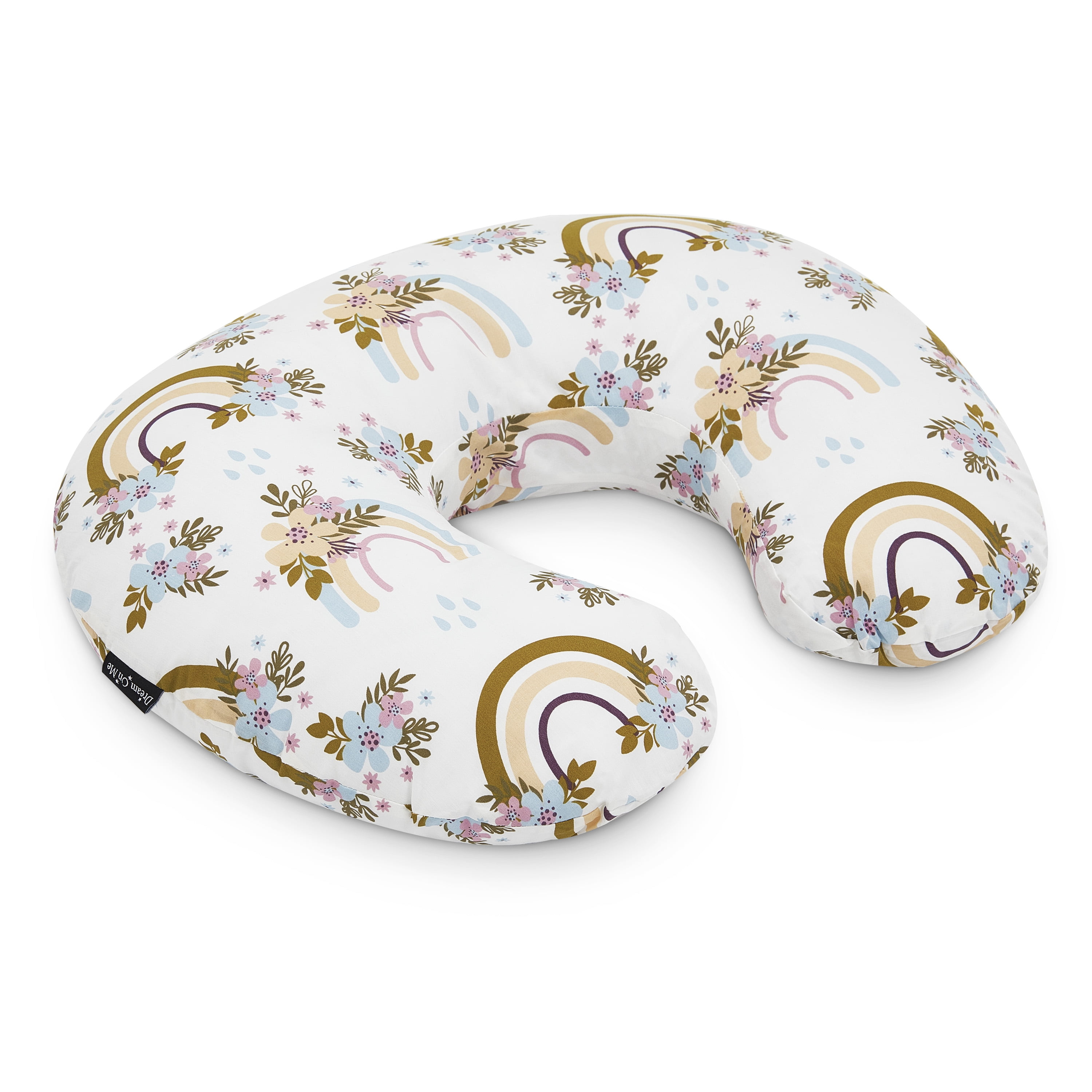 Dream On Me Beeboo Nursing Pillow and Positioner, Breastfeeding and Bottlefeeding Pillow, Removable and Washable Pillow Cover, Soft and Breathable Fabric in Rainbow White
