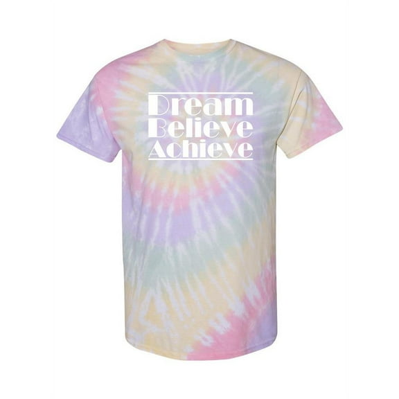 Dream, Believe And Achieve Tie-Dye Spiral Men -Smartprints Designs, Male Medium