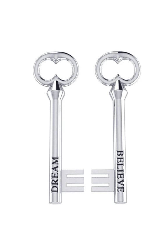 Dream Believe Key 925 Sterling Silver Pendant Fine Inspirational Words Jewelry