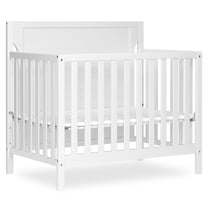 Dream On Me Bellport 4 in 1 Convertible Mini/Portable Crib in White, Non-Toxic Finish, Made of Sustainable New Zealand Pinewood, with 3 Mattress Height Settings