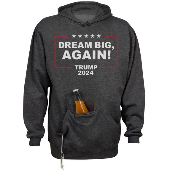 Dream Big Again Trump 2024 Beer Holder Tailgate Hoodie Sweatshirt Unisex Medium Charcoal Heather