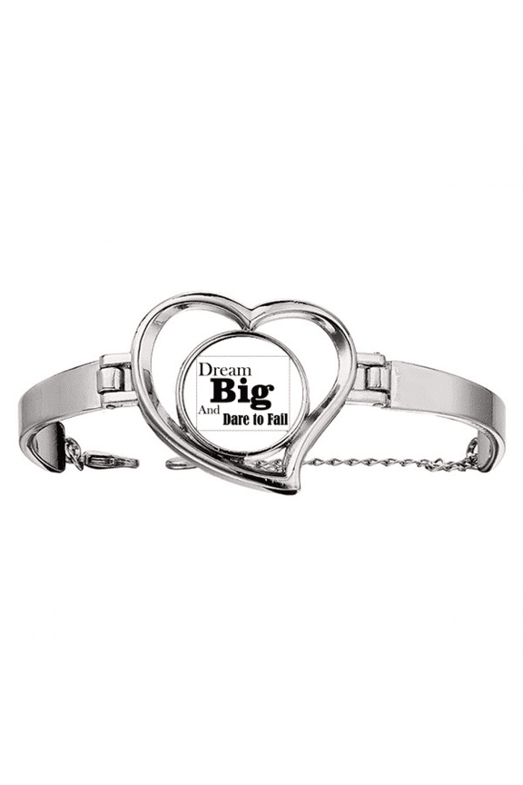 Dream Big And Dare To Fail Quote Bracelet Heart Jewelry Wire Bangle