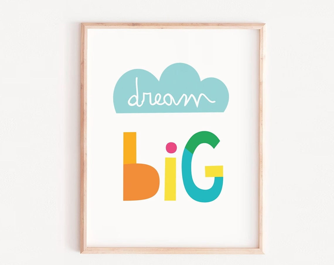 Image result for Dream Big Cloud Wall Art, Baby Print, Inspirational Quote, Nursery ...