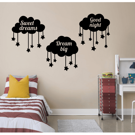 Dream Big Clouds Sweet Dreams Good Night Dream Quotes Cute Sleeping Vinyl Design Wall Sticker Art Decal Boys Girls Kids Toddler Room Bedroom Nursery Kinder Decors Stickers Decoration Size (20x30 inch)