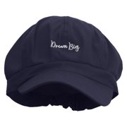 Dream Big Embroidered Cotton Elastic Newsboy Cap - Navy OSFM