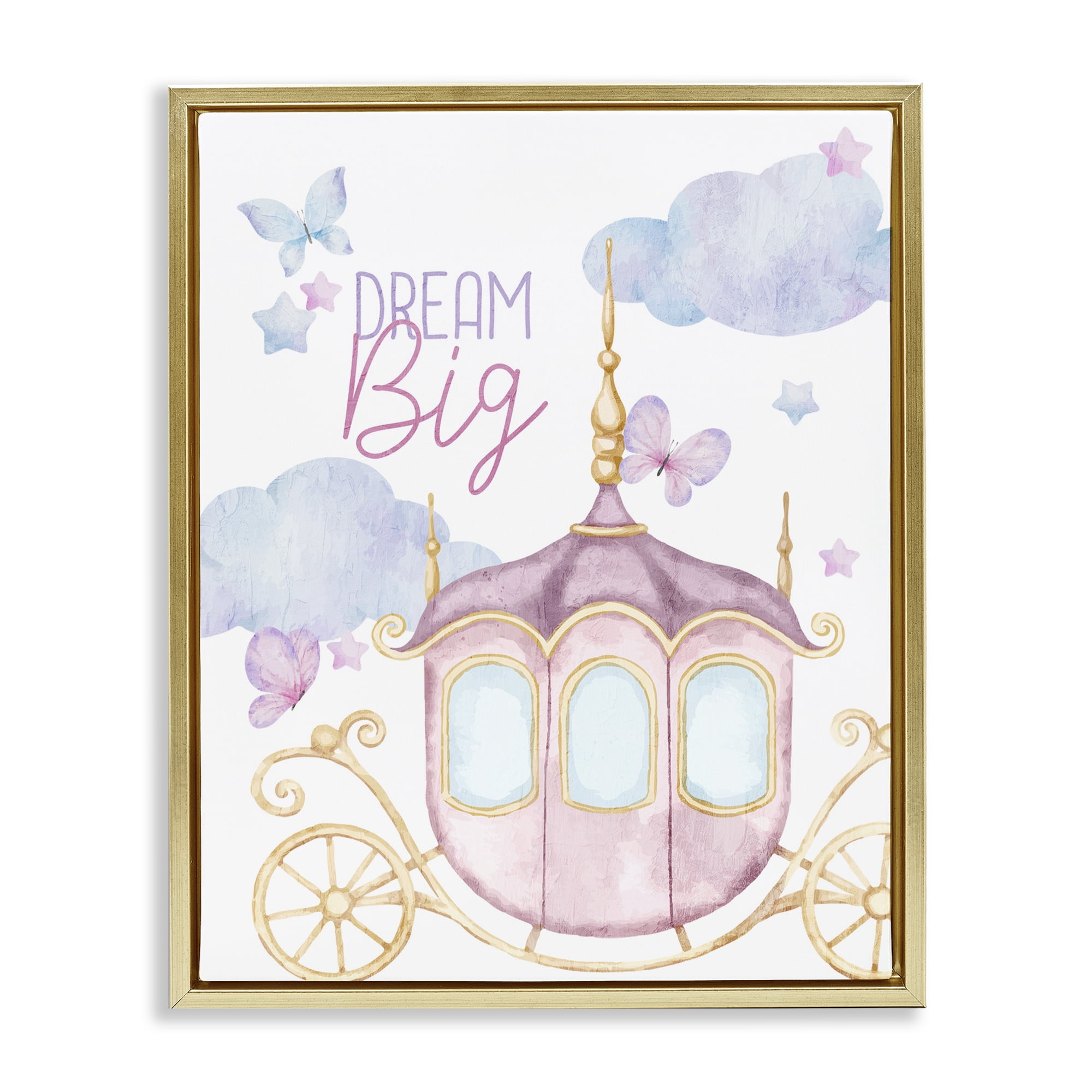 Dream Big Fantasy Carriage Gold Framed Floater Canvas Wall Art, design by Kim Allen