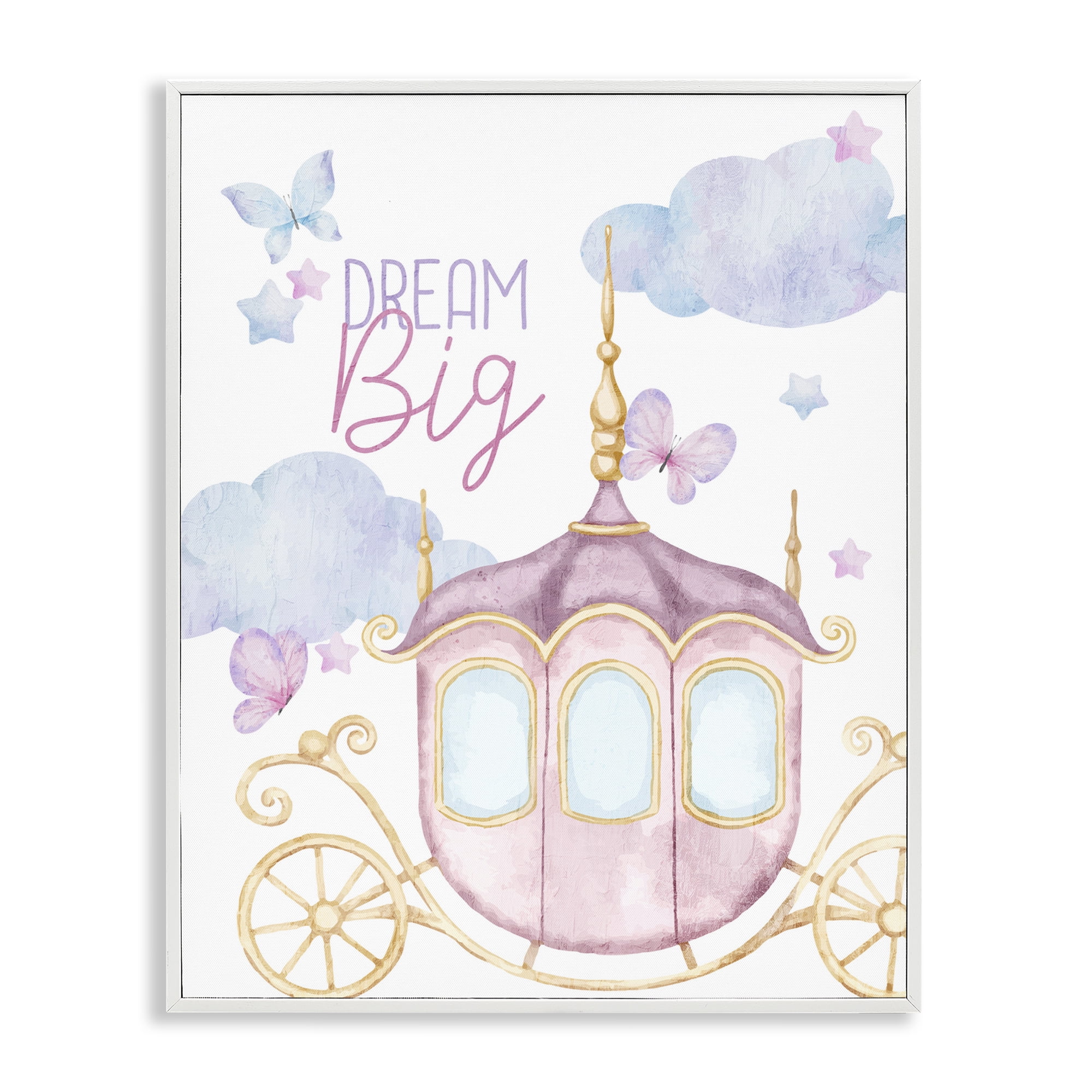 Dream Big Fantasy Carriage White Framed Giclee Art, design by Kim Allen