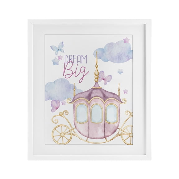 Dream Big Fantasy Carriage White Framed Print Under Glass, design by Kim Allen