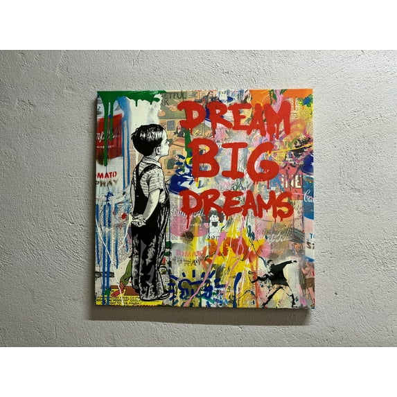 Dream Big Graffiti, Printed Canvas Canvas, Large Wall Art, Living Room Printed Canvas, Modern Canvas Art, Dream Graffiti Canvas Print, Canvas Wall Decor - Gallery Wrapped