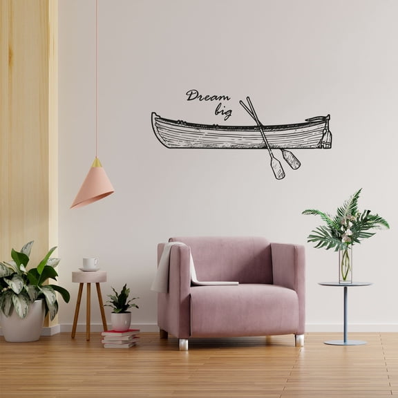 Dream Big Life Quote Sailing Sailor Sail Boat Ocean Sea Silhouette Vinyl Design Wall Sticker Wall Art Wall Decal Boy Girl Kid Room Bedroom Sailor Home Decor Stickers Decoration Size (6x10 inch)