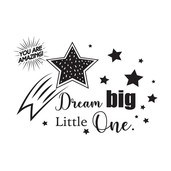 Dream Big Little One Children Motivational Quotes Vinyl Wall Design Wall Art Sticker Designs Vinyl Stickers For Home House Walls Rooms Windows Bedroom Decoration Size (26x26 inch)