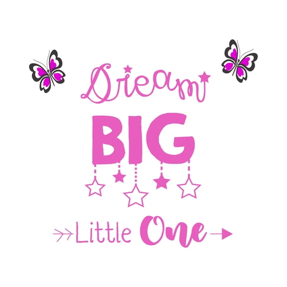 Dream Big Little One Children Motivational Quotes Wall Art Design Wall Art Sticker Designs Vinyl Stickers For Home House Walls Rooms Windows Bedroom Decoration Size (20x20 inch)