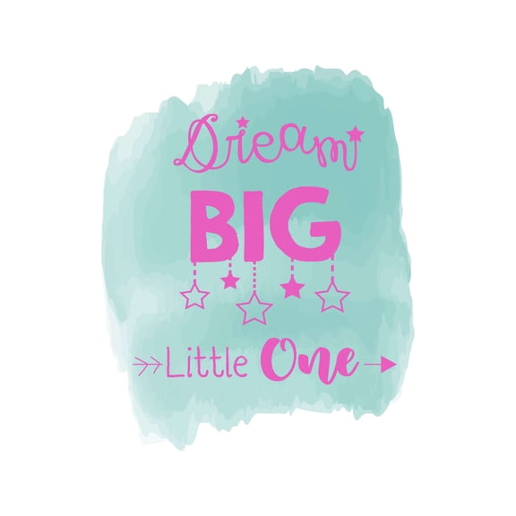 Dream Big Little One Children Motivational Quotes Watercolor Design Wall Art Sticker Designs Vinyl Stickers For Home House Walls Rooms Windows Bedroom Decoration Size (26x26 inch)
