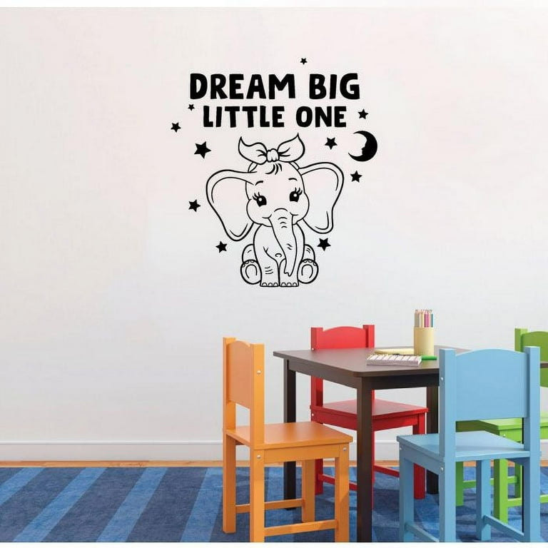 Dream Big Little One Cute Baby Girl Elephant Cartoon