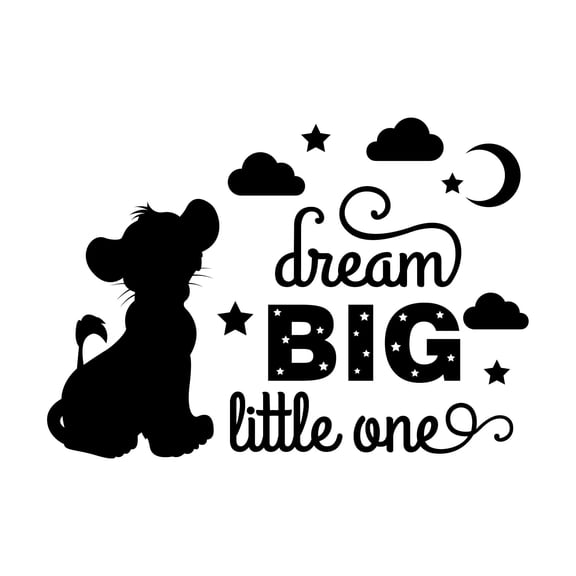 Dream Big Little One Cute Cartoon Baby Cub Silhoutte Vinyl Wall Decal Wall Art Sticker Designs Vinyl Stickers For Home House Walls Rooms Windows Bedroom Decoration Size (20x20 inch)