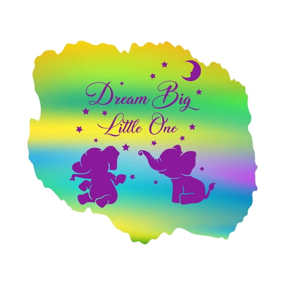Dream Big Little One Cute Cartoon Silhouette Kids Room Colorful Decor Wall Art Sticker Designs Vinyl Stickers For Home House Walls Rooms Windows Bedroom Decoration Size (12x12 inch)