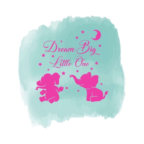 Dream Big Little One Cute Cartoon Silhouette Watercolor Wall Decor Wall Art Sticker Designs Vinyl Stickers For Home House Walls Rooms Windows Bedroom Decoration Size (26x26 inch)