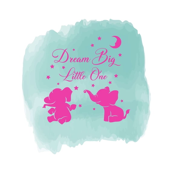 Dream Big Little One Cute Cartoon Silhouette Watercolor Wall Decor Wall Art Sticker Designs Vinyl Stickers For Home House Walls Rooms Windows Bedroom Decoration Size (26x26 inch)