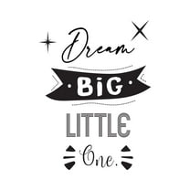 Dream Big Little One Cute Children Motivational Quotes Vinyl Decal Wall Art Sticker Designs Vinyl Stickers For Home House Walls Rooms Windows Bedroom Decoration Size (20x20 inch)