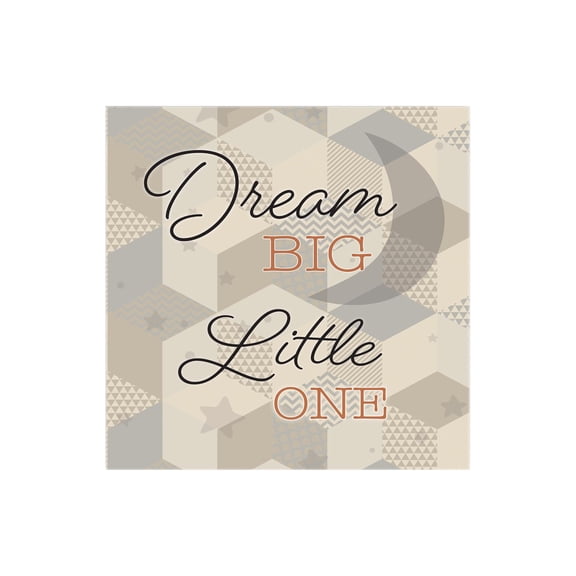 Dream Big Little One Grey Geometric Moon 12 x 12 Wood Wall Sign Plaque