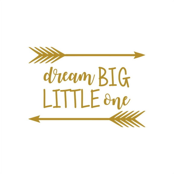 Dream Big Little One Quote Wall Decal Nursery Kids Decor Arrow Sticker f3 (gold)