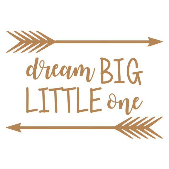 Dream Big Little One Quote Wall Decal Nursery Kids Decor Arrow Sticker f3 (light brown)