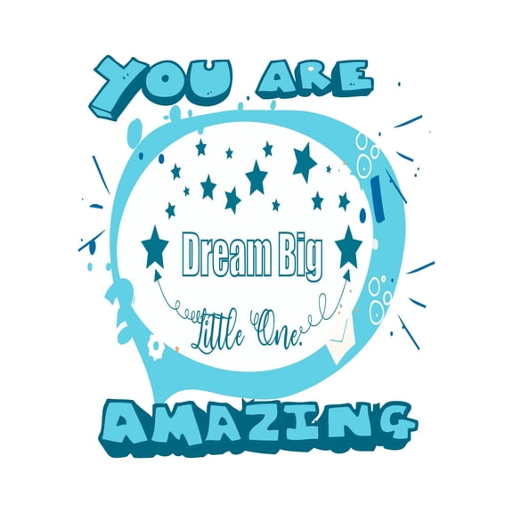Dream Big Little One You Are Amazing Motivating Quote Vinyl Design Wall Art Sticker Designs Vinyl Stickers For Home House Walls Rooms Windows Bedroom Decoration Size (20x20 inch)