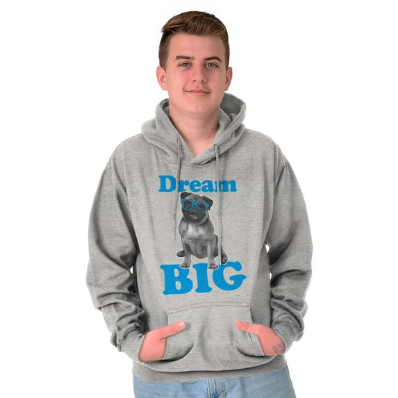 Dream Big Little Pug Sunglasses Dog Hoodie Sweatshirt Women Men Brisco Brands S
