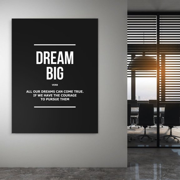 Dream Big Motivational Inspirational Quote Modern Black White Decor Poster