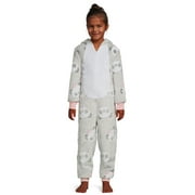 Dream Big Peace Out Girls Hooded Plush Critter Union Suit, Sizes 4-10