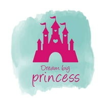 Dream Big Princess Cute Fairytale Castle silhouette watercolor wall Design Wall Art Sticker Designs Vinyl Stickers For Home House Walls Rooms Windows Bedroom Decoration Size (28x28 inch)