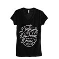 thumbnail image 1 of Dream Big Sparkle More Shine Bright Women's Fashion Relaxed V-Neck T-Shirt Tee Heather Black Medium, 1 of 2