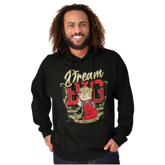 Dream Big The World is Yours Cartoon Men Big & Tall Graphic Hoodie Brisco Brands 4X